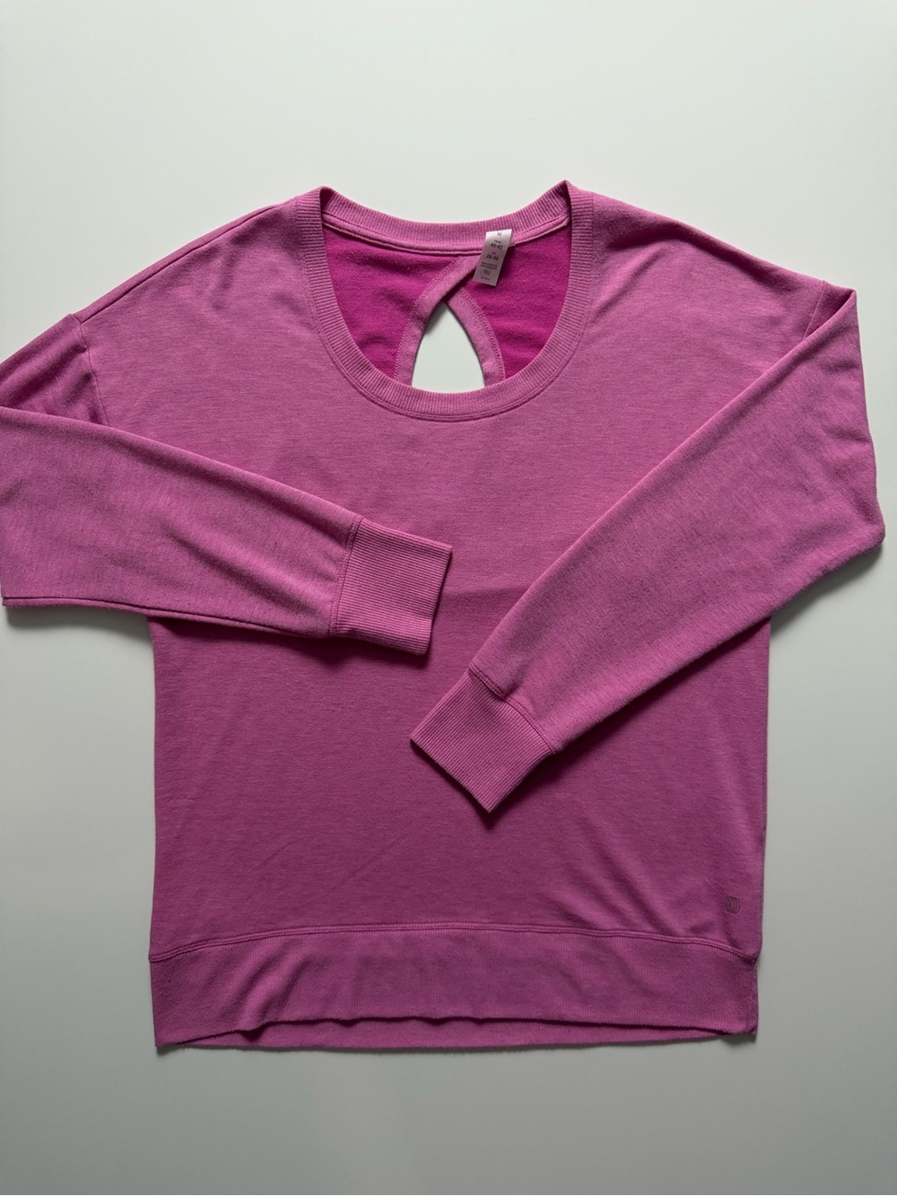 Balance Collection Dana Back Keyhole Pullover Sweatshirt, Pink, Size M